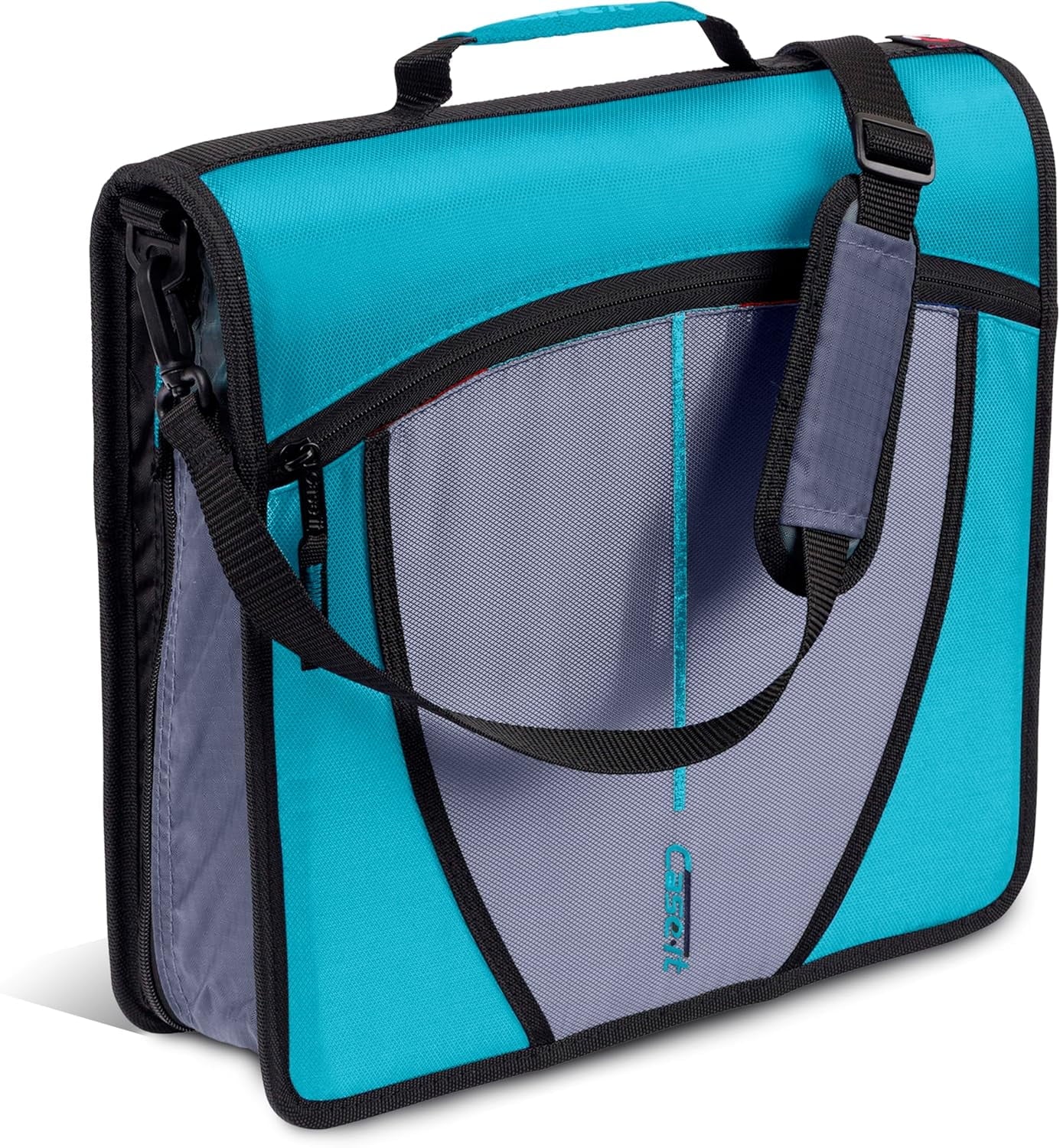 Case-it The Mighty Zip Tab Zipper Binder - 3 inch O-Rings - 5 Color Tab Expanding File Folder - Multiple Pockets - 600 Sheet Capacity - Comes with Shoulder Strap - Canopy Green D-146