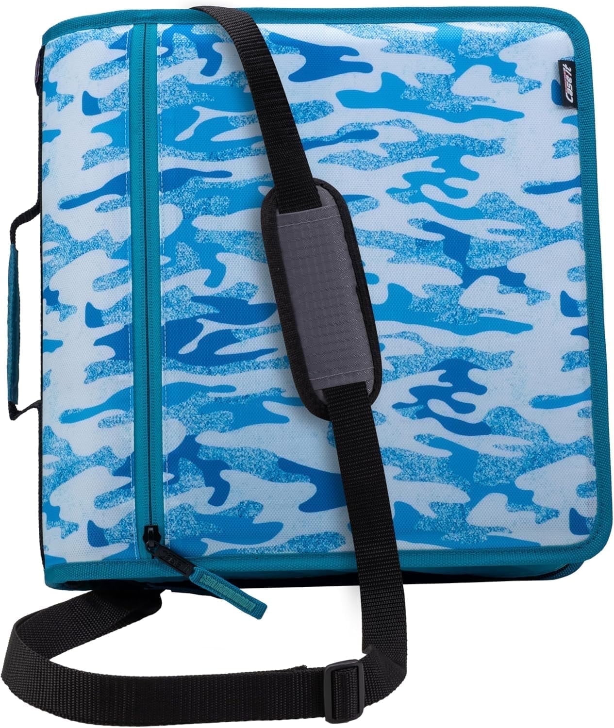 Case-it The Mighty Zip Tab Zipper Binder - 3 inch O-Rings - 5 Color Tab Expanding File Folder - Multiple Pockets - 600 Sheet Capacity - Comes with Shoulder Strap - Canopy Green D-146