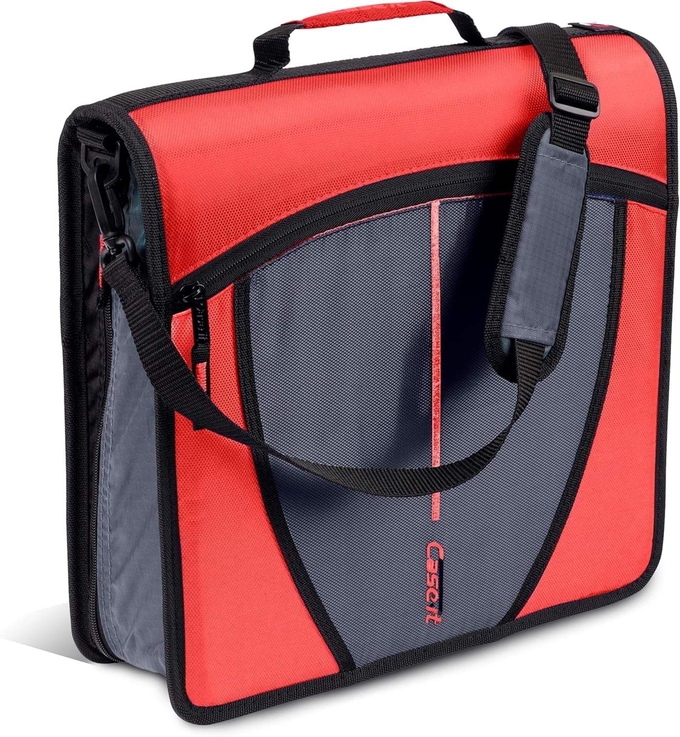 Case-it The Mighty Zip Tab Zipper Binder - 3 inch O-Rings - 5 Color Tab Expanding File Folder - Multiple Pockets - 600 Sheet Capacity - Comes with Shoulder Strap - Canopy Green D-146