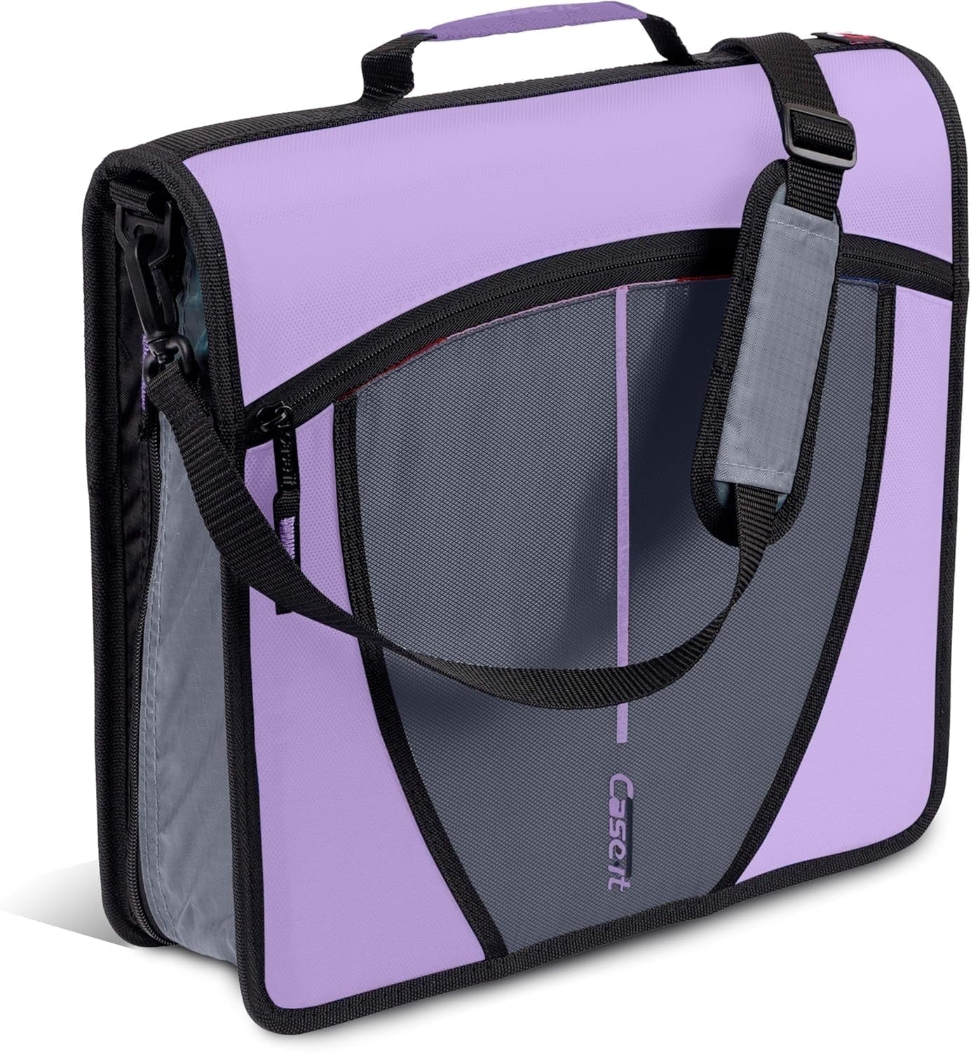 Case-it The Mighty Zip Tab Zipper Binder - 3 inch O-Rings - 5 Color Tab Expanding File Folder - Multiple Pockets - 600 Sheet Capacity - Comes with Shoulder Strap - Canopy Green D-146