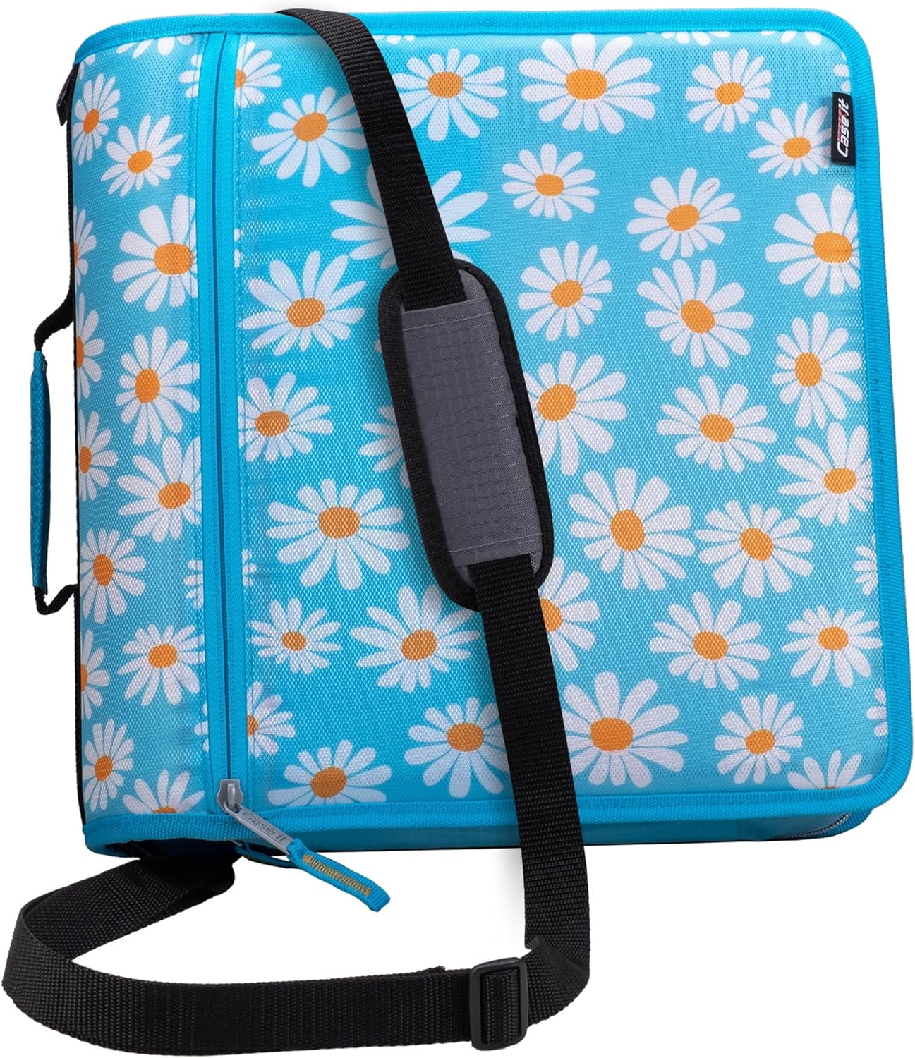 Case-it The Mighty Zip Tab Zipper Binder - 3 inch O-Rings - 5 Color Tab Expanding File Folder - Multiple Pockets - 600 Sheet Capacity - Comes with Shoulder Strap - Canopy Green D-146