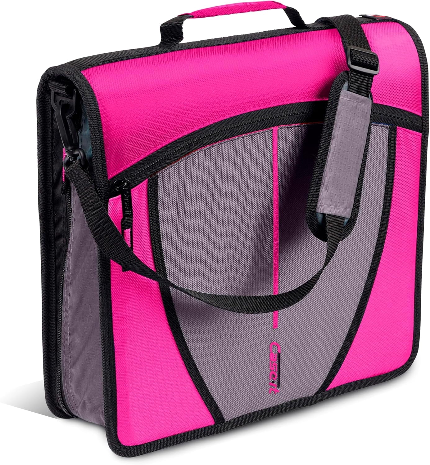 Case-it The Mighty Zip Tab Zipper Binder - 3 inch O-Rings - 5 Color Tab Expanding File Folder - Multiple Pockets - 600 Sheet Capacity - Comes with Shoulder Strap - Canopy Green D-146