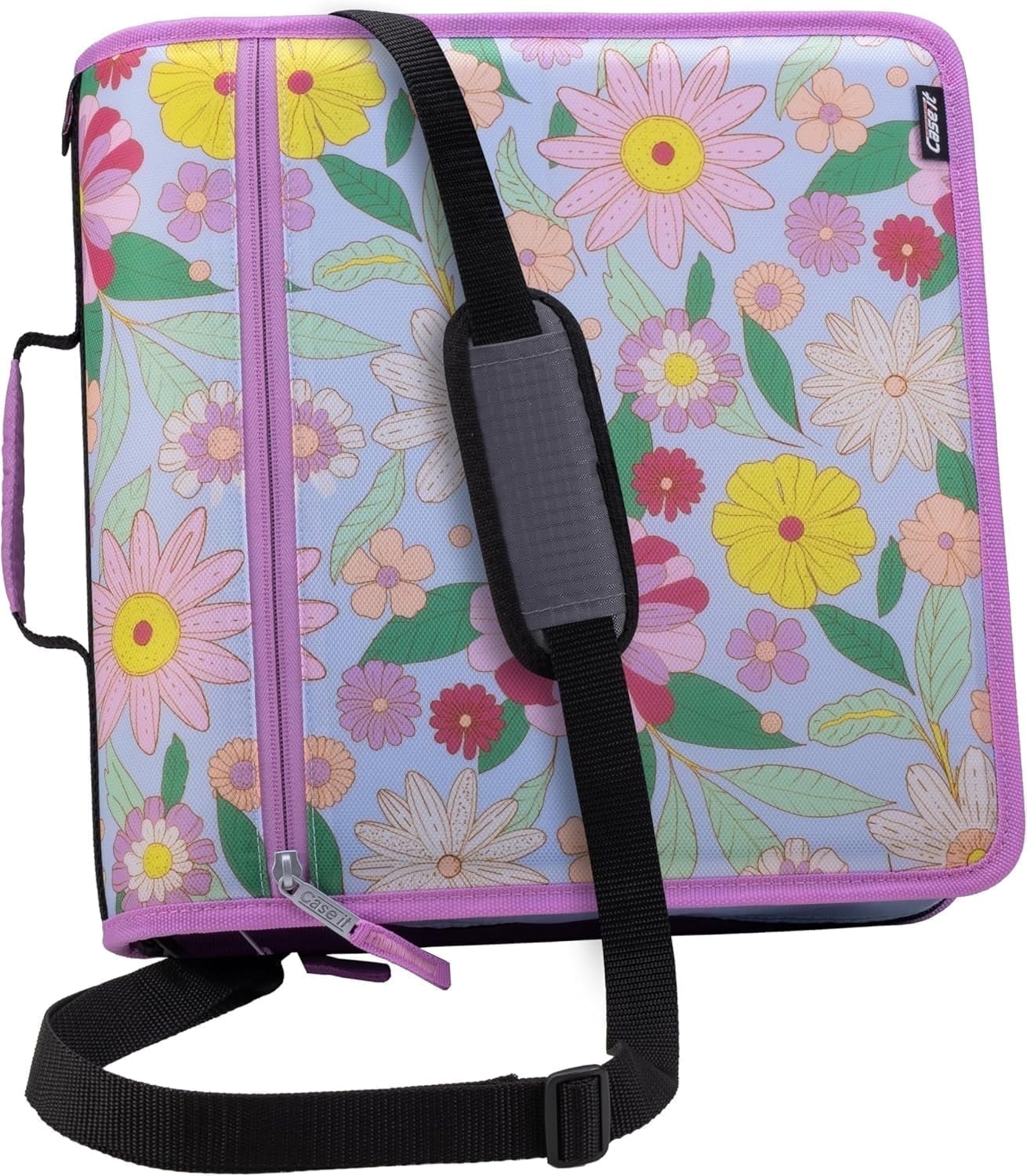 Case-it The Mighty Zip Tab Zipper Binder - 3 inch O-Rings - 5 Color Tab Expanding File Folder - Multiple Pockets - 600 Sheet Capacity - Comes with Shoulder Strap - Canopy Green D-146
