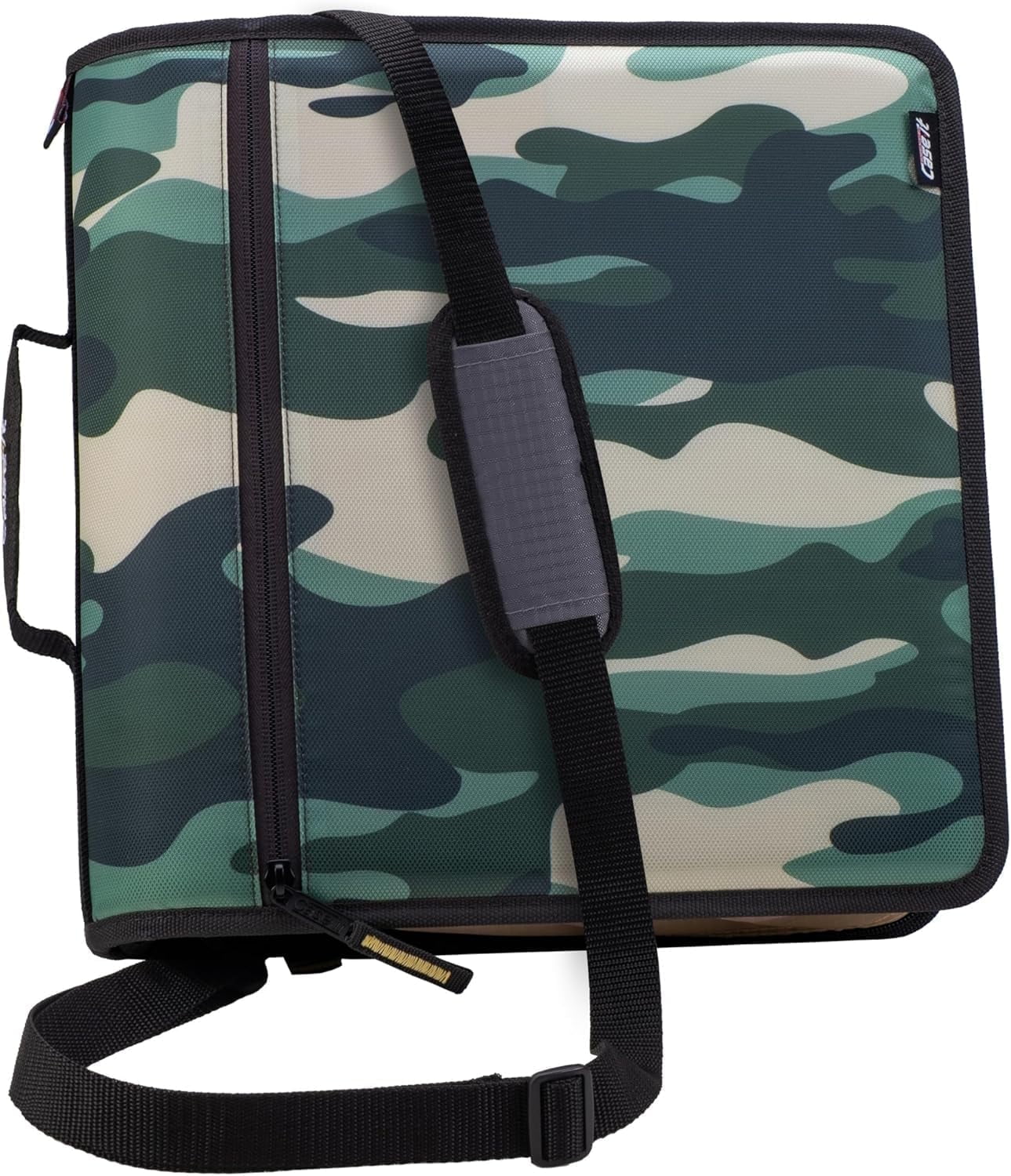 Case-it The Mighty Zip Tab Zipper Binder - 3 inch O-Rings - 5 Color Tab Expanding File Folder - Multiple Pockets - 600 Sheet Capacity - Comes with Shoulder Strap - Canopy Green D-146