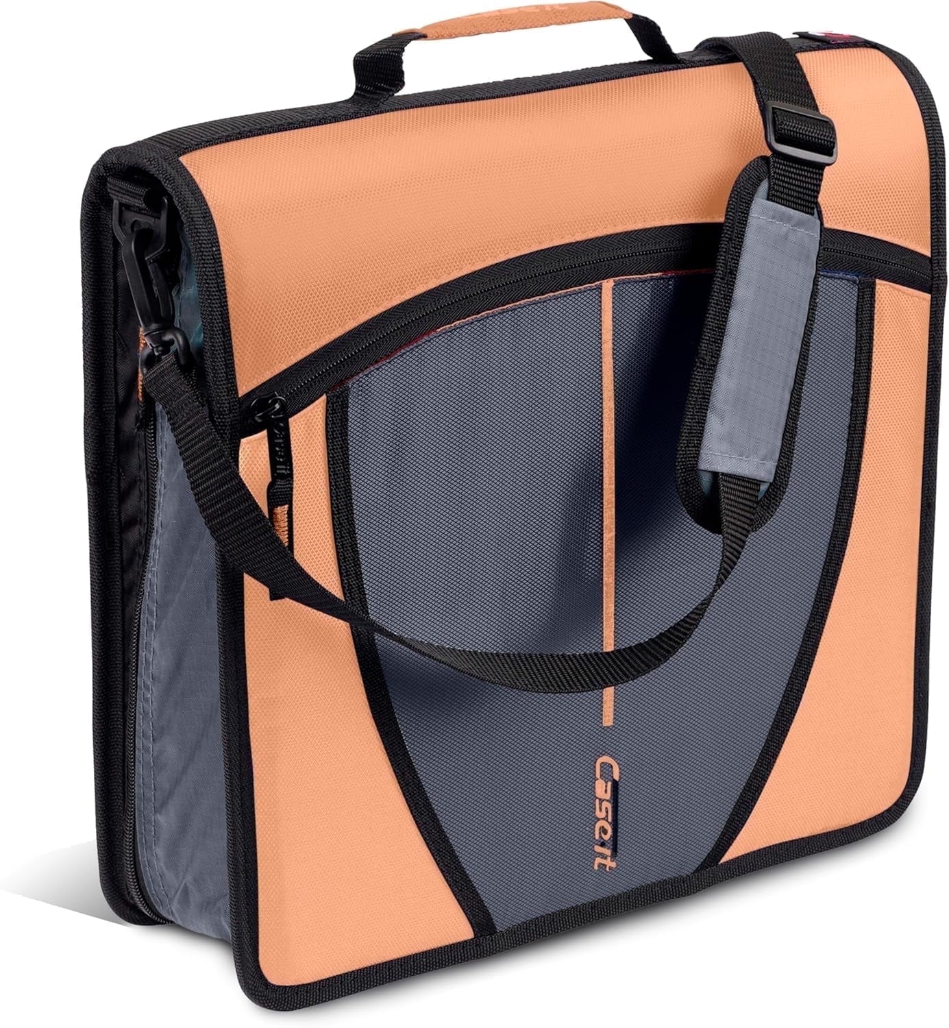Case-it The Mighty Zip Tab Zipper Binder - 3 inch O-Rings - 5 Color Tab Expanding File Folder - Multiple Pockets - 600 Sheet Capacity - Comes with Shoulder Strap - Canopy Green D-146