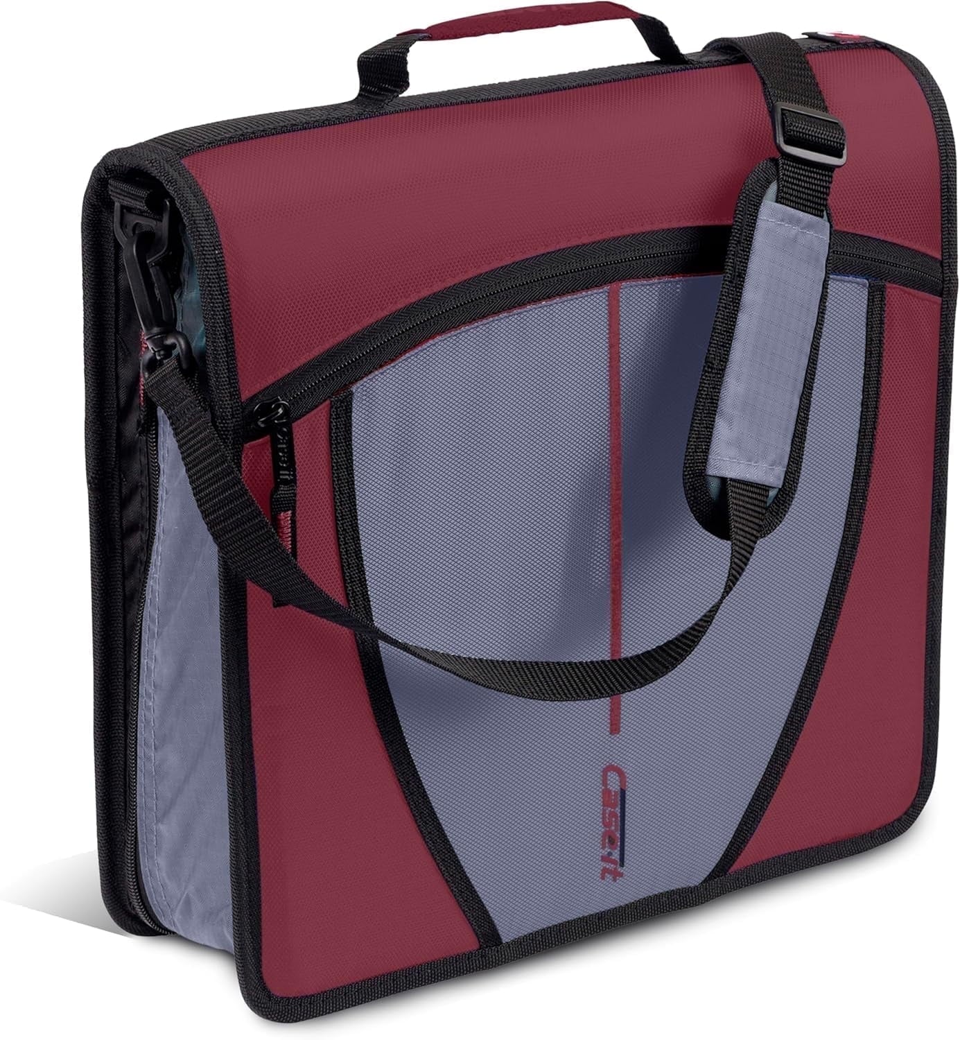 Case-it The Mighty Zip Tab Zipper Binder - 3 inch O-Rings - 5 Color Tab Expanding File Folder - Multiple Pockets - 600 Sheet Capacity - Comes with Shoulder Strap - Canopy Green D-146