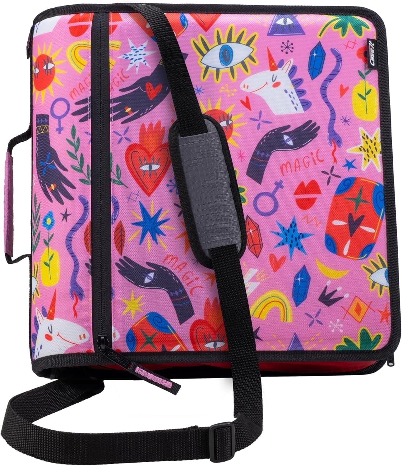 Case-it The Mighty Zip Tab Zipper Binder - 3 inch O-Rings - 5 Color Tab Expanding File Folder - Multiple Pockets - 600 Sheet Capacity - Comes with Shoulder Strap - Canopy Green D-146