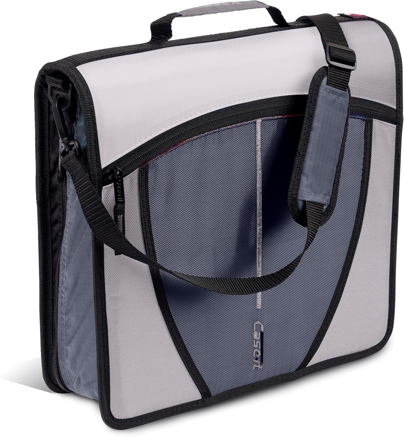 Case-it The Mighty Zip Tab Zipper Binder - 3 inch O-Rings - 5 Color Tab Expanding File Folder - Multiple Pockets - 600 Sheet Capacity - Comes with Shoulder Strap - Canopy Green D-146