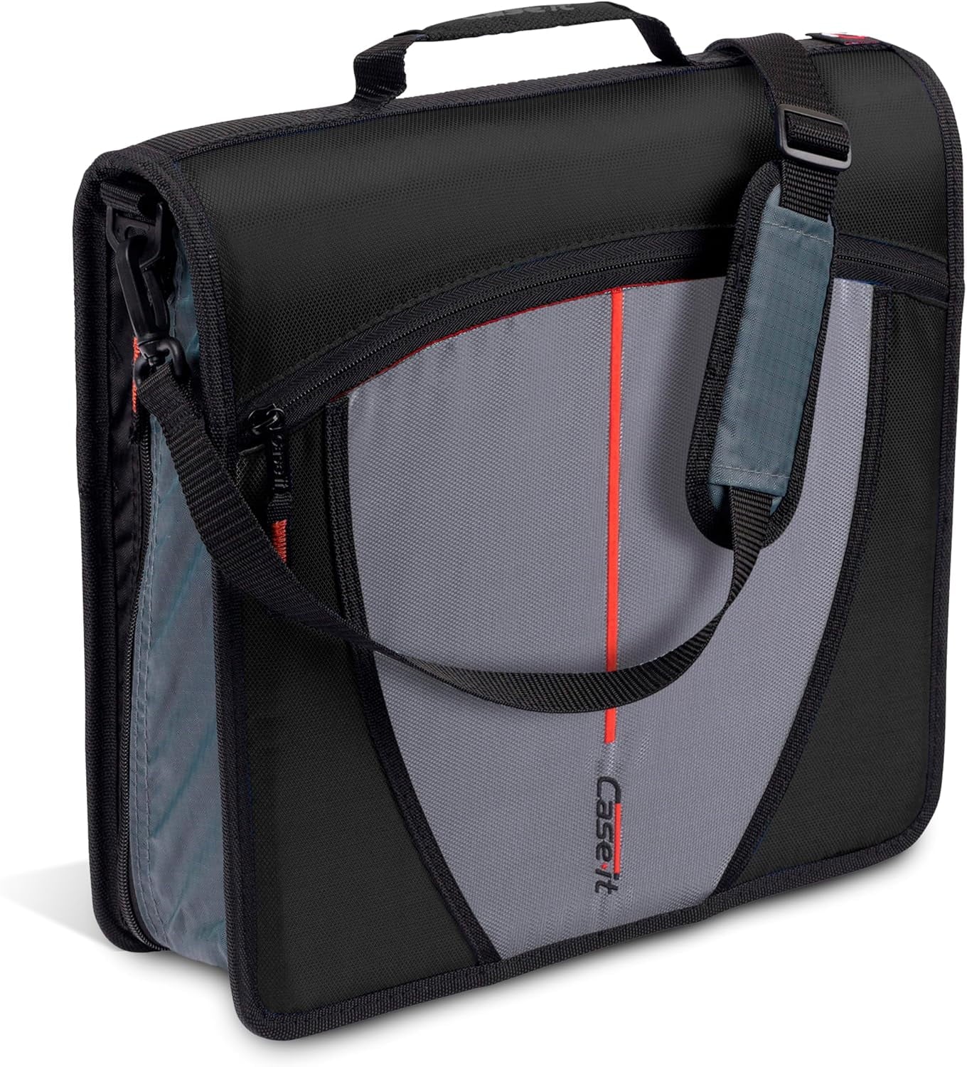 Case-it The Mighty Zip Tab Zipper Binder - 3 inch O-Rings - 5 Color Tab Expanding File Folder - Multiple Pockets - 600 Sheet Capacity - Comes with Shoulder Strap - Canopy Green D-146