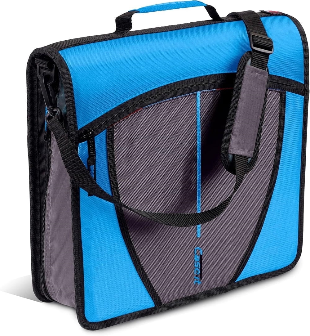 Case-it The Mighty Zip Tab Zipper Binder - 3 inch O-Rings - 5 Color Tab Expanding File Folder - Multiple Pockets - 600 Sheet Capacity - Comes with Shoulder Strap - Canopy Green D-146