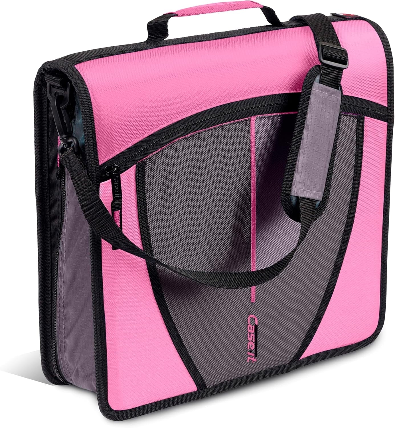 Case-it The Mighty Zip Tab Zipper Binder - 3 inch O-Rings - 5 Color Tab Expanding File Folder - Multiple Pockets - 600 Sheet Capacity - Comes with Shoulder Strap - Canopy Green D-146