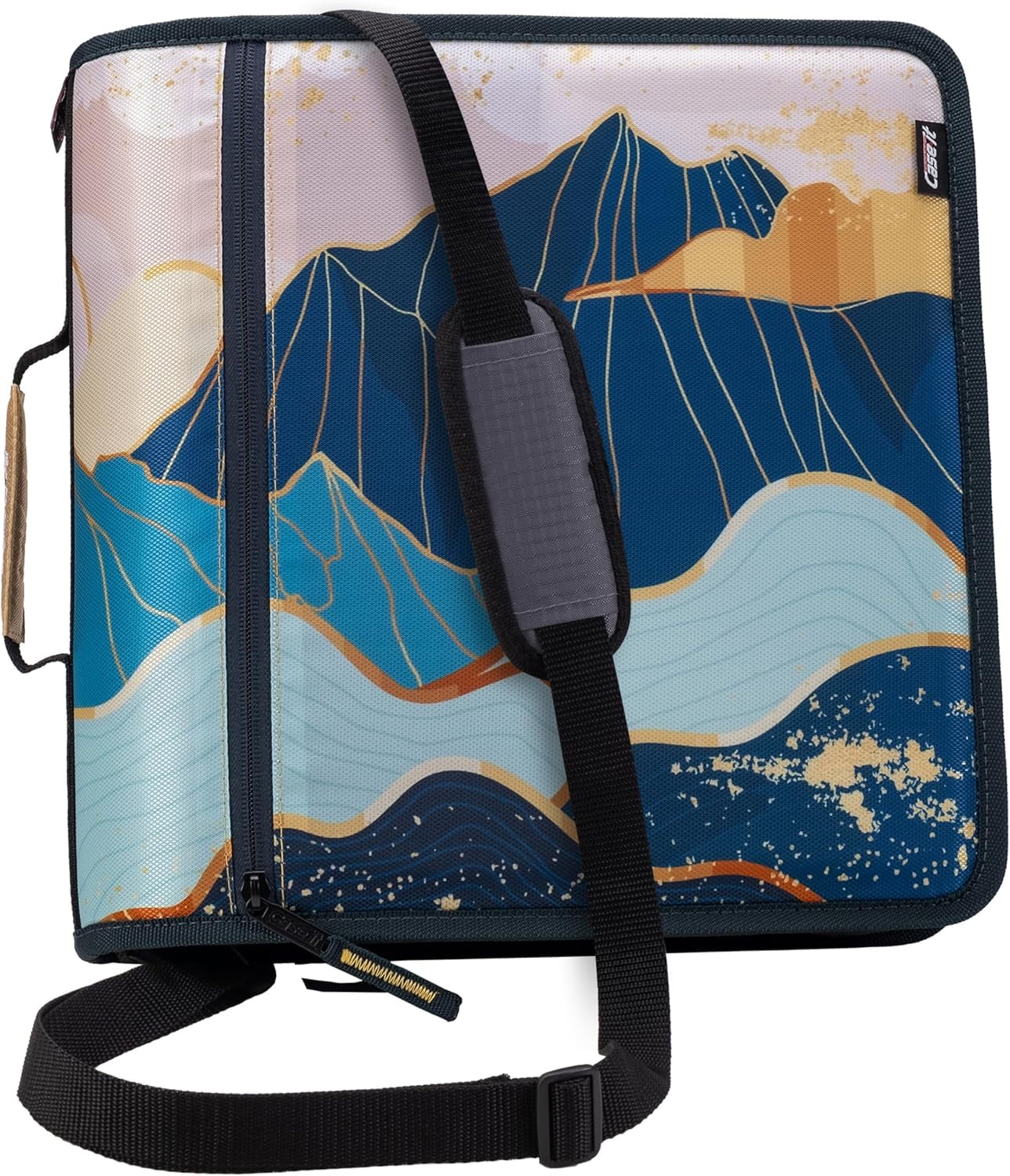 Case-it The Mighty Zip Tab Zipper Binder - 3 inch O-Rings - 5 Color Tab Expanding File Folder - Multiple Pockets - 600 Sheet Capacity - Comes with Shoulder Strap - Canopy Green D-146