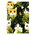 Ckdifva Leaves and Cats A5 Ring Binder Notebook Journey Note Diary College Ruled Study 60 Pages