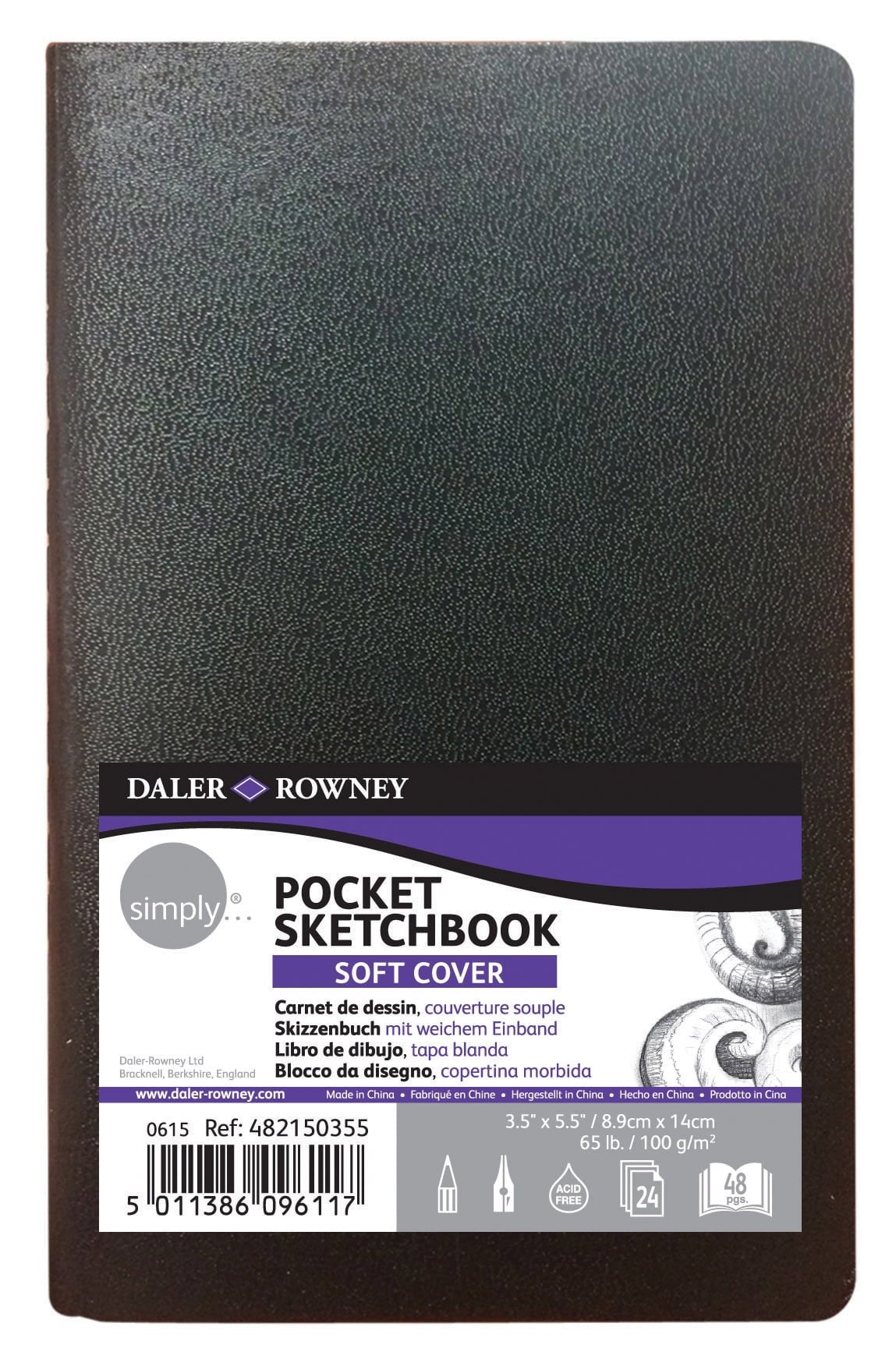 Daler-Rowney Simply... Sketchbook, Soft White, (100gsm), Softcover Binding, 48 Pages, 3.5" x 5.5"