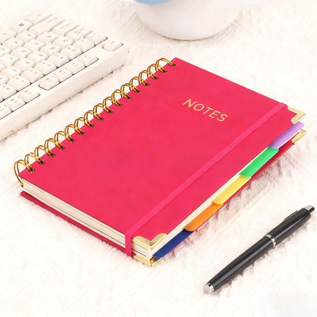 Ecohintz 5-Subject Leather Notebook - Removable Dividers, College Ruled, 300 Pages A5 - Luxe, Organized, All-In-One for College, Work & Project Management, Removable Dividers Notebook