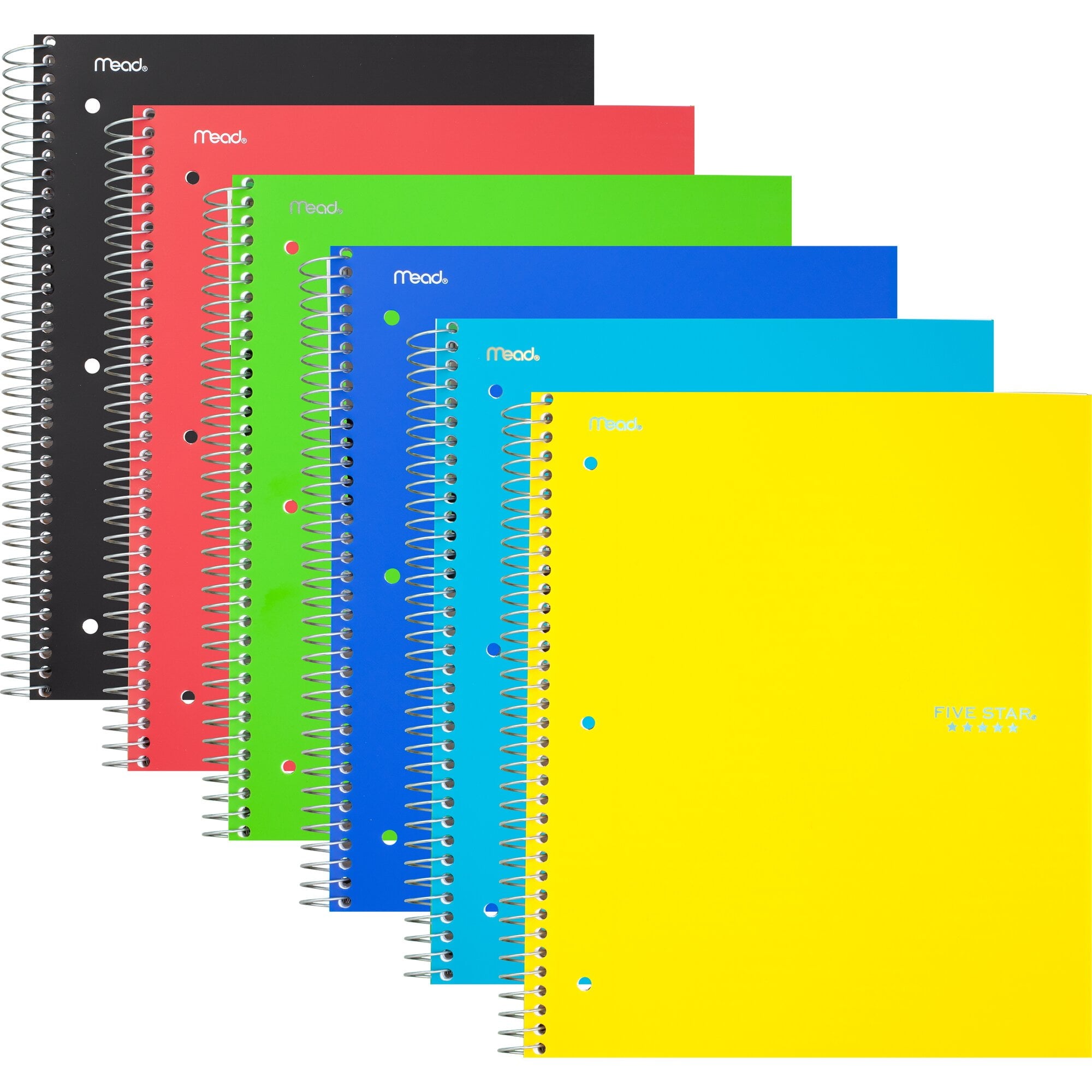 Five Star Spiral Notebook, 2 Subject, College Ruled Paper, 120 Sheets, 11" x 8-1/2", Color may vary