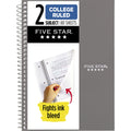 Five Star Spiral Notebook, 2 Subject, College Ruled, 6" x 9.5", Gray