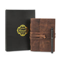 Handmade Full Grain Leather Journal with Lined Paper – 8 × 6″ Writing Notebook & Luxury Pen, Refillable Diary for Men & Women