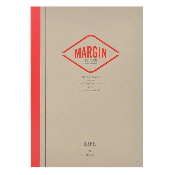 Life Margin Bound On Side Notebooks: 7 in x 10 in. (Tan/Red Cover, Blank Pages)