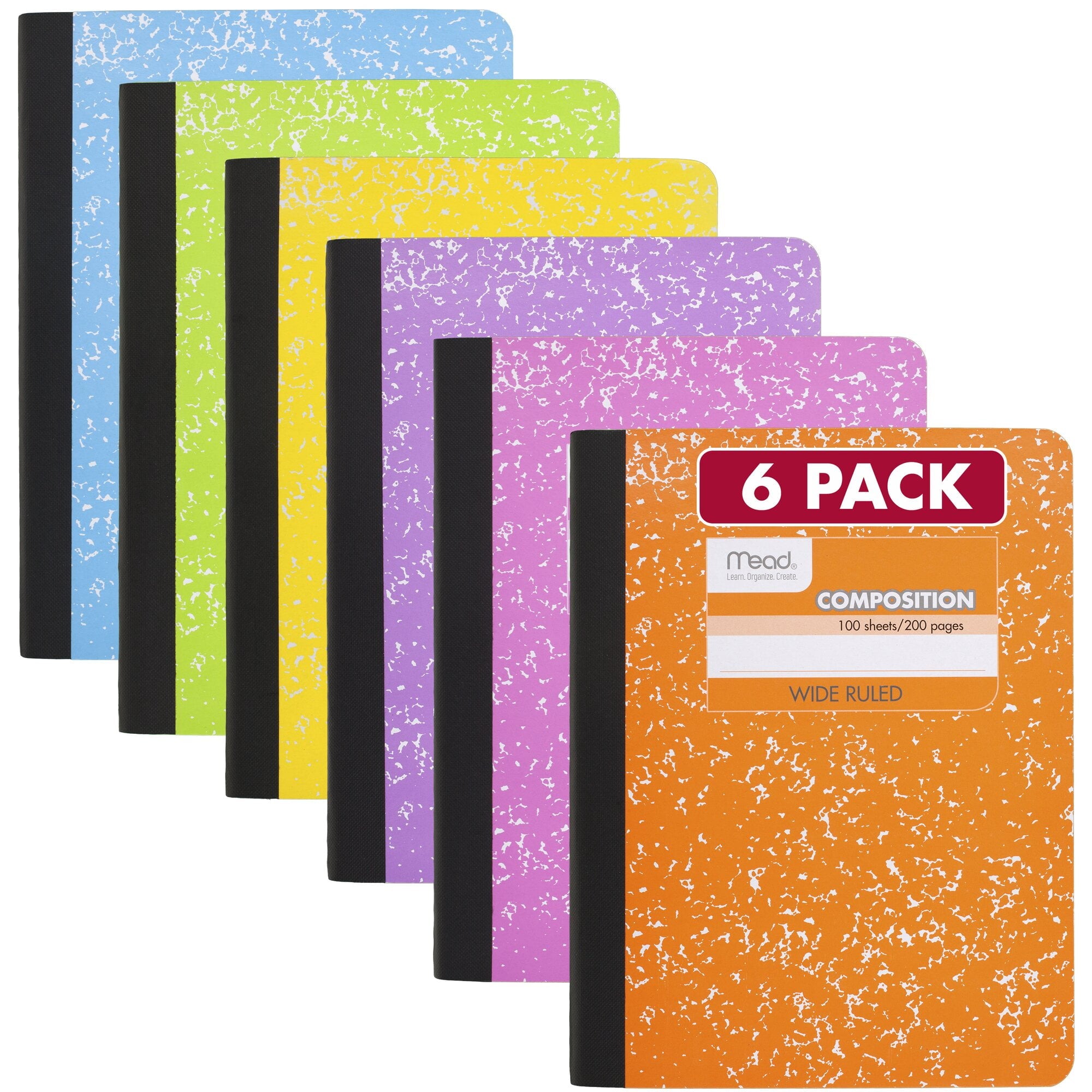 Mead Color Composition Book Wide Ruled 100 Sheets 7 12 x 9 34 6 Pack -