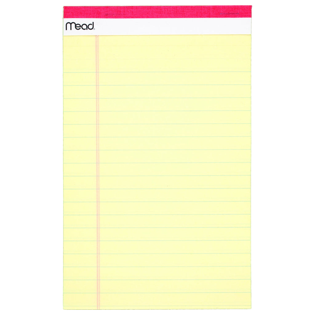 Mead Junior Legal Pads, 5" x 8", Canary Yellow, 4 Pack