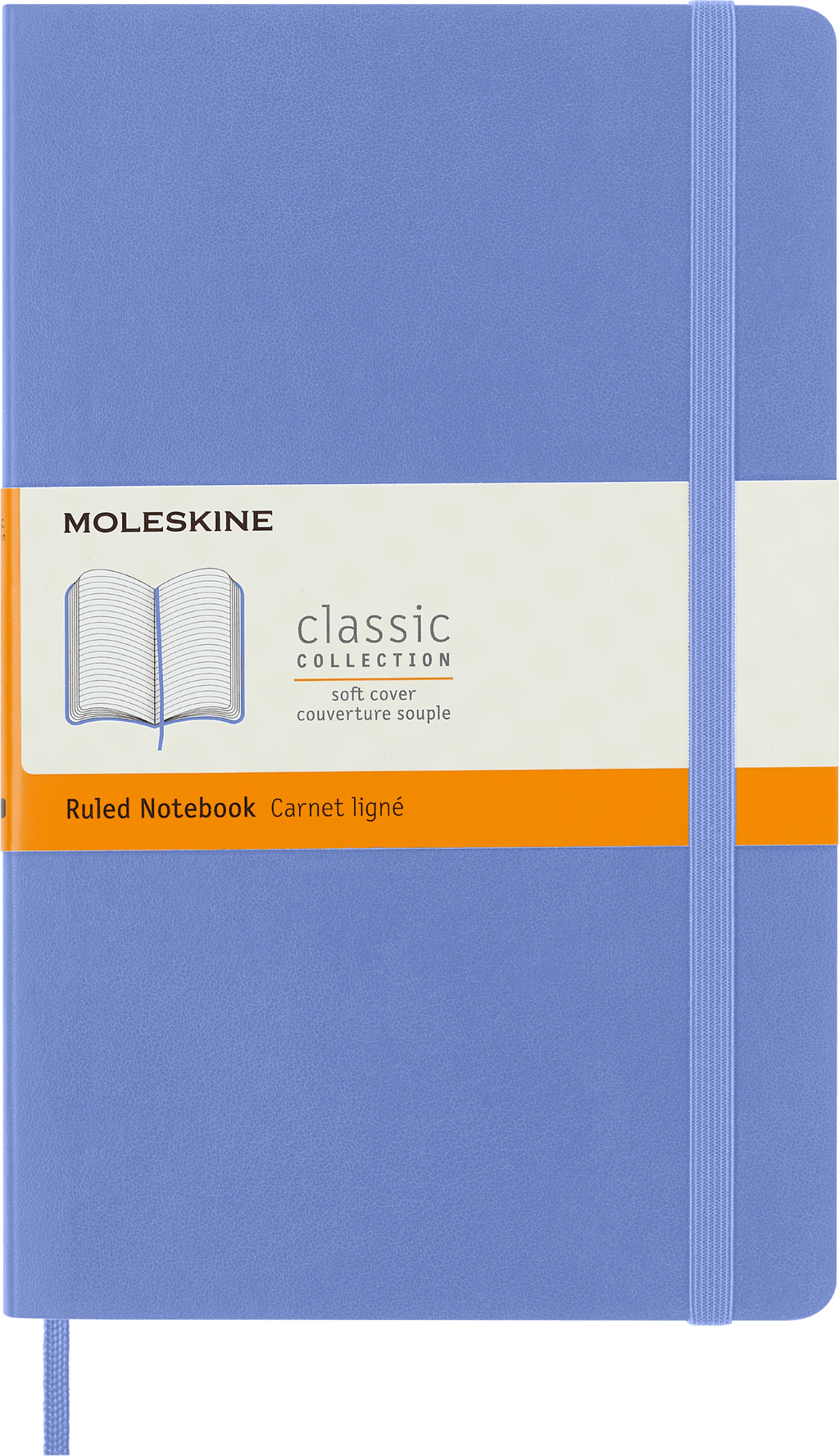 Moleskine Classic&nbsp; Notebook, Soft Cover, Large (5" x 8.25"), Ruled, Hydrangea Blue