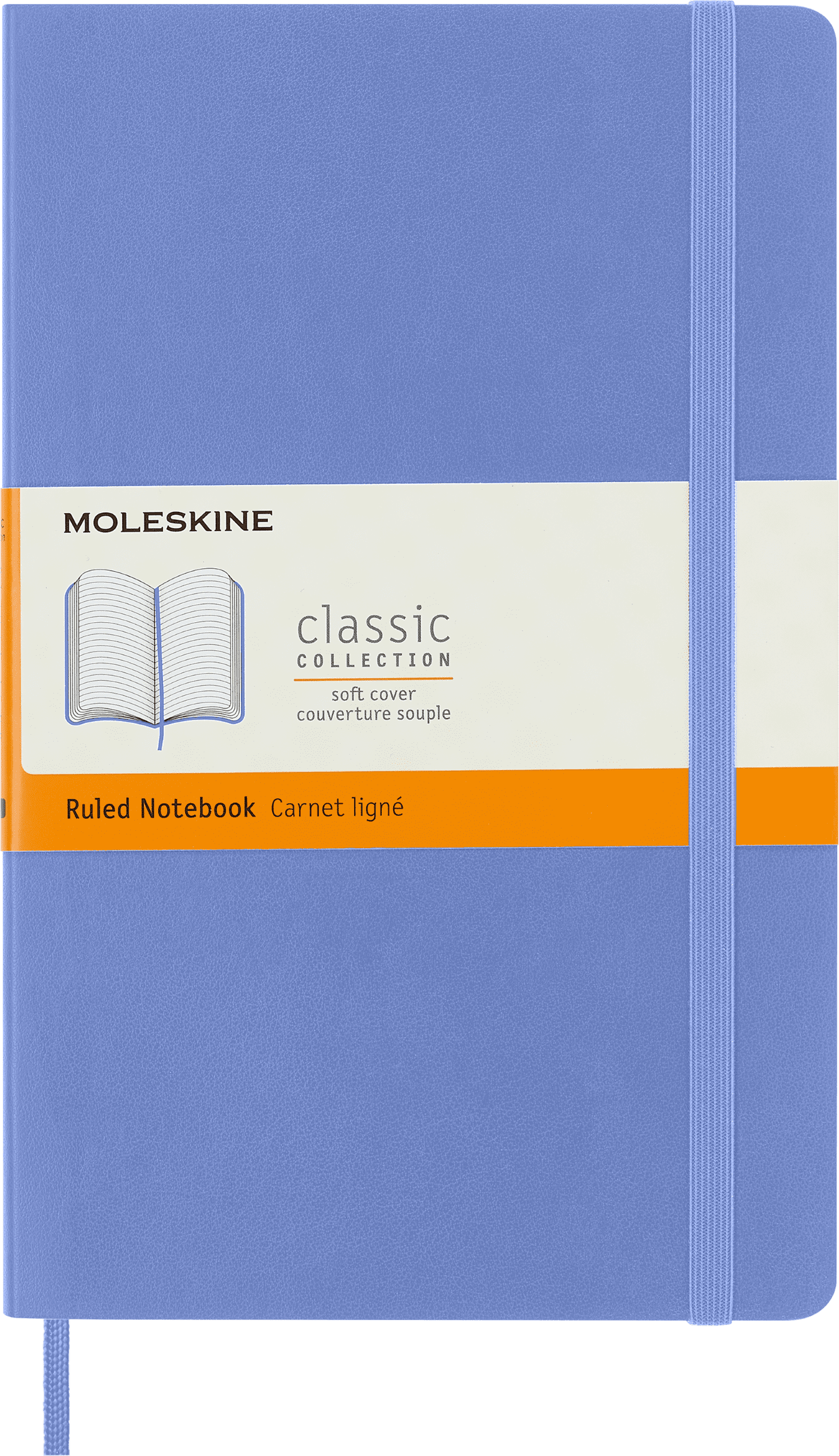 Moleskine Classic&nbsp; Notebook, Soft Cover, Large (5" x 8.25"), Ruled, Hydrangea Blue