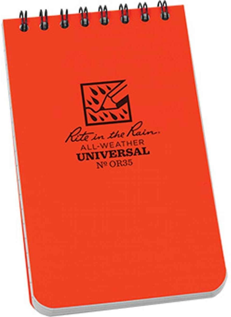Rite in the Rain All-Weather Top-Spiral Notebook, 3" x 5", Yellow Cover, Universal Pattern, 3 Pack No. 135-3