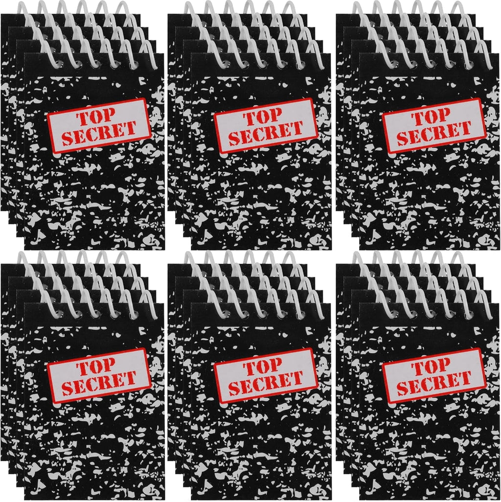 Top Secret Mini Notebooks for Kids - (Pack of 24) Spiral Note Book Pads for Murder Mystery Party Favors, Secret Agent Spy or Crime Detective Themed Parties, Goody Bag Notepads, Bedwina