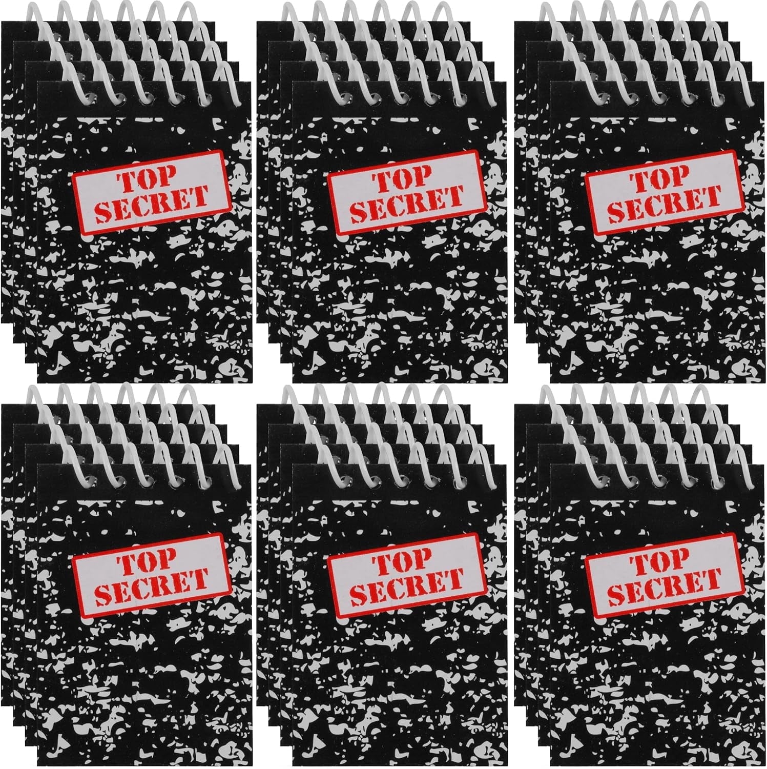 Top Secret Mini Notebooks for Kids - (Pack of 24) Spiral Note Book Pads for Murder Mystery Party Favors, Secret Agent Spy or Crime Detective Themed Parties, Goody Bag Notepads, Bedwina