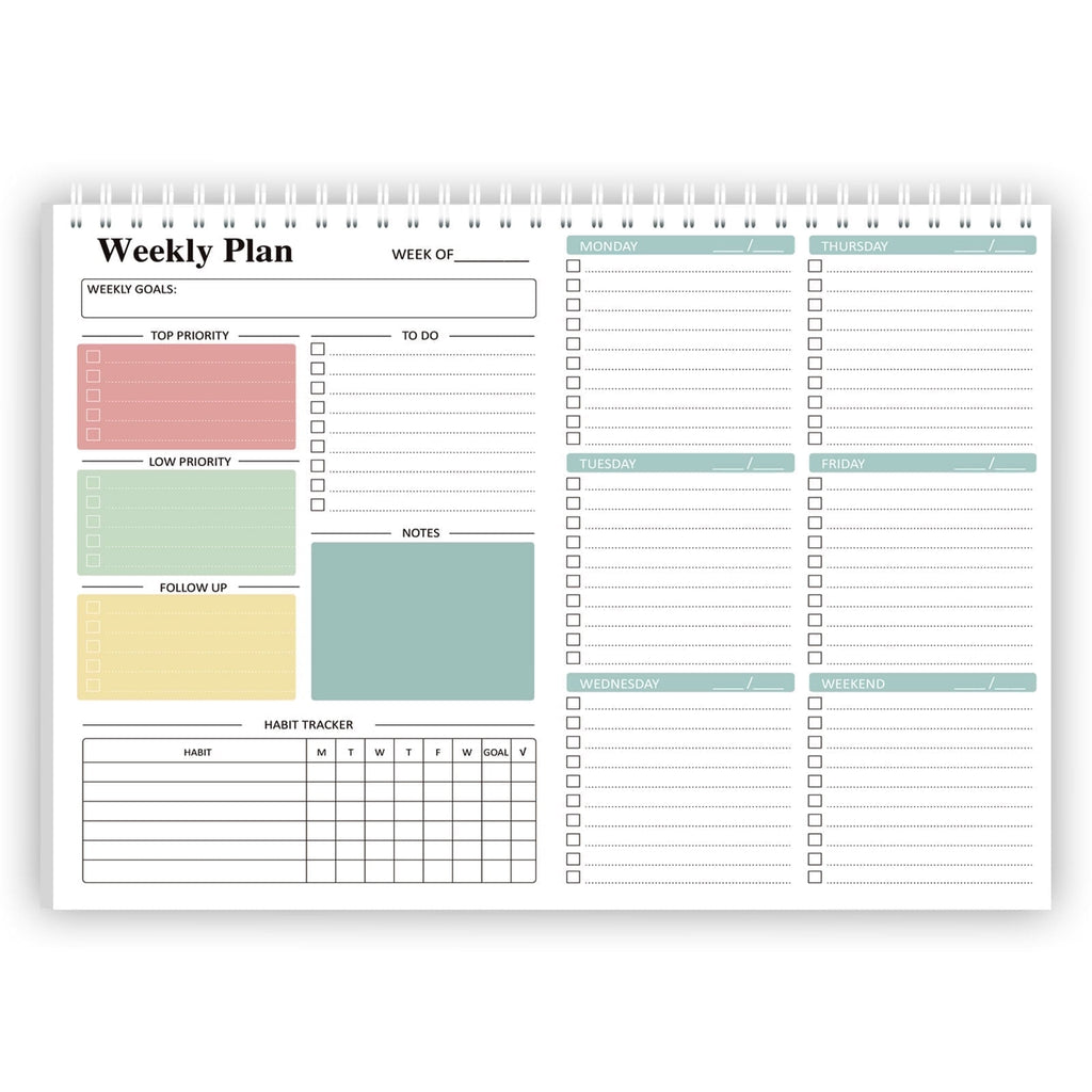 Weekly To Do List Notepad - Daily To Do List, Undated 52 Weekly Sheets, 8.5x11" Weekly Goal Notebook, Habit Tracker Journal, Excellent for  Work Personal Productivity Organizer，Green