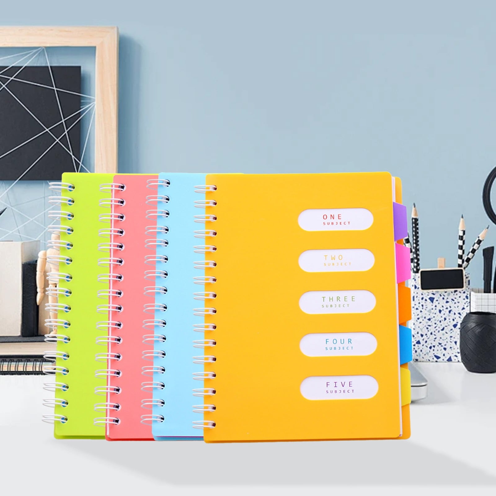 5 Subject Spiral Notebook with Divider Tabs, A5 Wide Ruled 6.7" × 8.4" Hardcover Tabbed Notebook Journal, 240 Pages