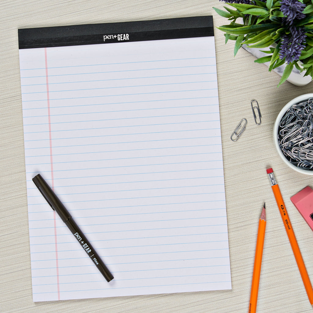 Pen + Gear Legal Pad, 8.5" x 11.75", 50 Sheets, Wide Ruled, White
