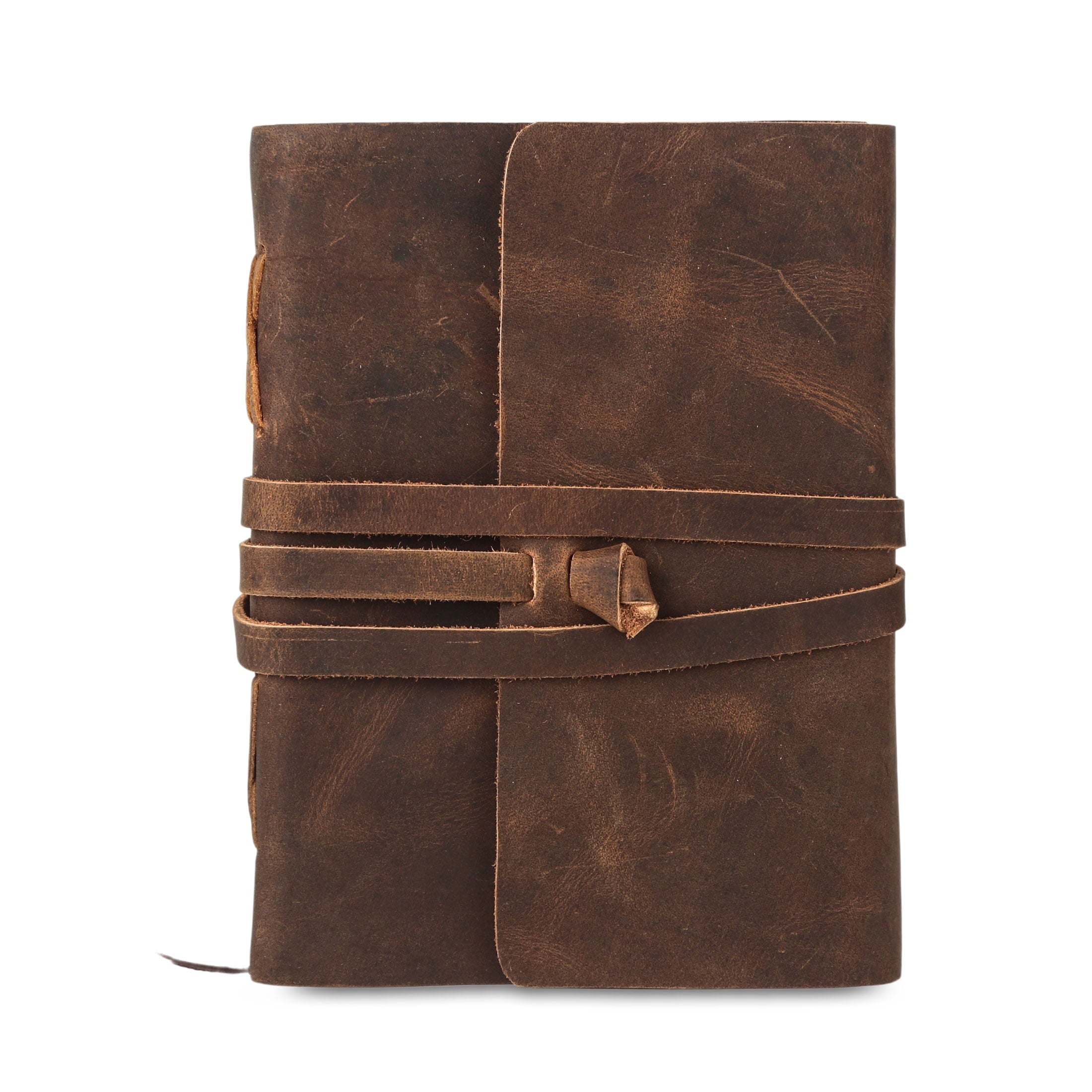 Handmade Full Grain Leather Journal with Lined Paper – 8 × 6″ Writing Notebook & Luxury Pen, Refillable Diary for Men & Women