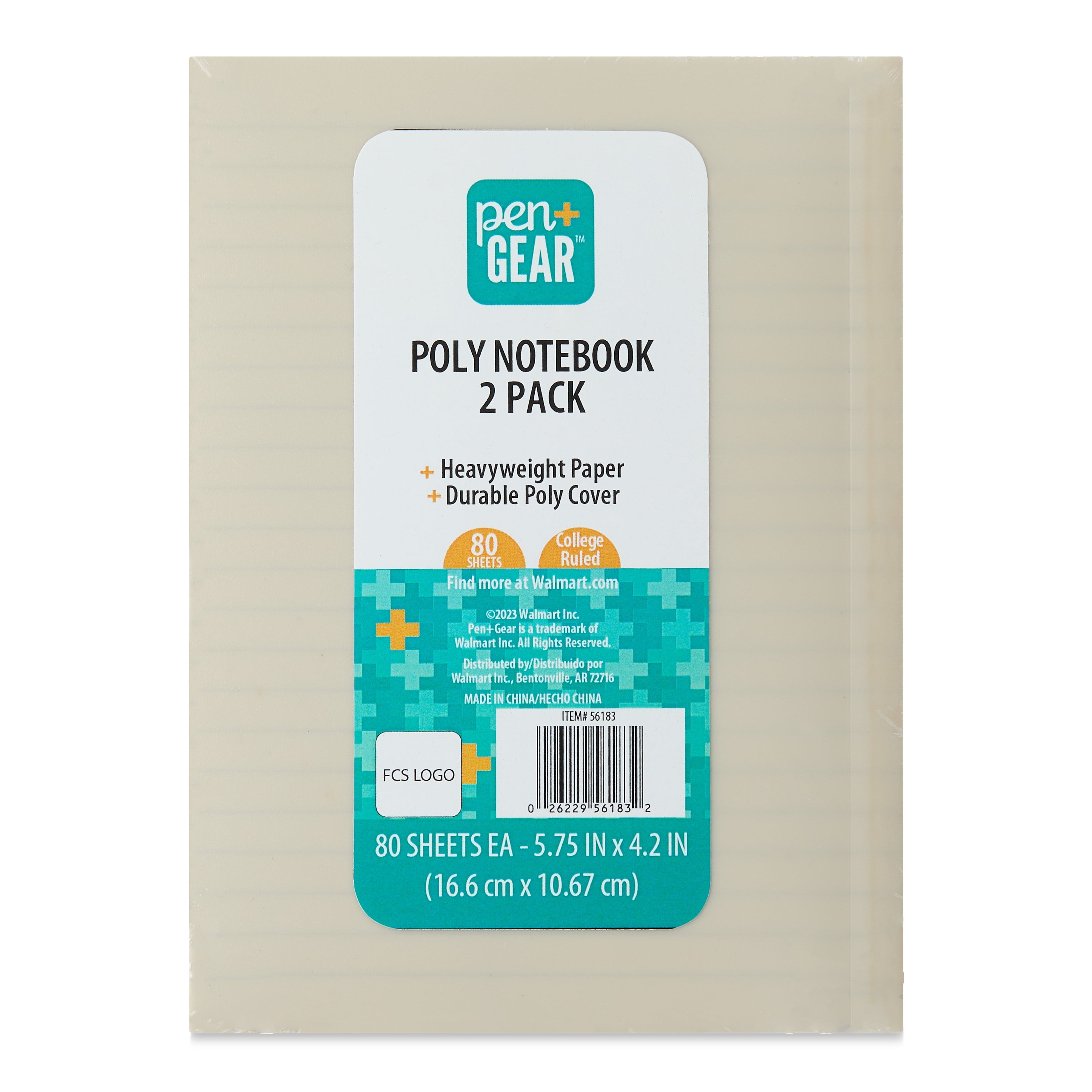 (2 pack) Pen+Gear Poly Notebooks, Black & White, 5.75" x 4.2", 80 Ruled Pages, 2 Count