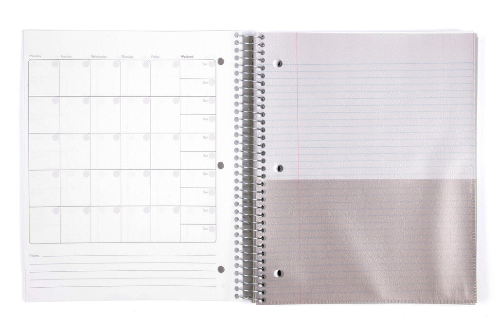 Mintra 5 Subject Spiral Notebook - Black - College Ruled - Durable Poly Cover/5 Poly Pockets/200 Sheets