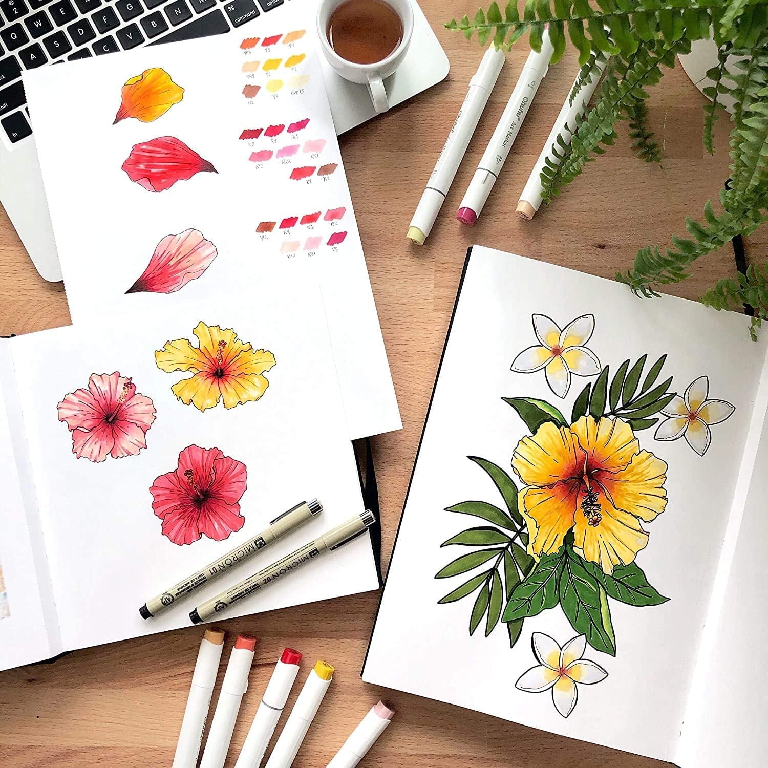 Ohuhu Sketchbook Marker Paper Pad: 8.3"x8.3" Square Drawing Papers 78 Sheets/156 Pages 120 LB/200 GSM Hardcover Sketching Books