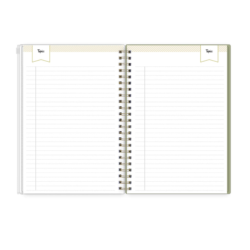 Blue Sky Day Designer Zip Pocket Cover Notebook, 5.75" x 8.5" Undated Journal, 160 Lined & Perforated Pages, Index Pages, Gold Durable Twin Wire Binding, For Office & School, Butterfly Garden Cream