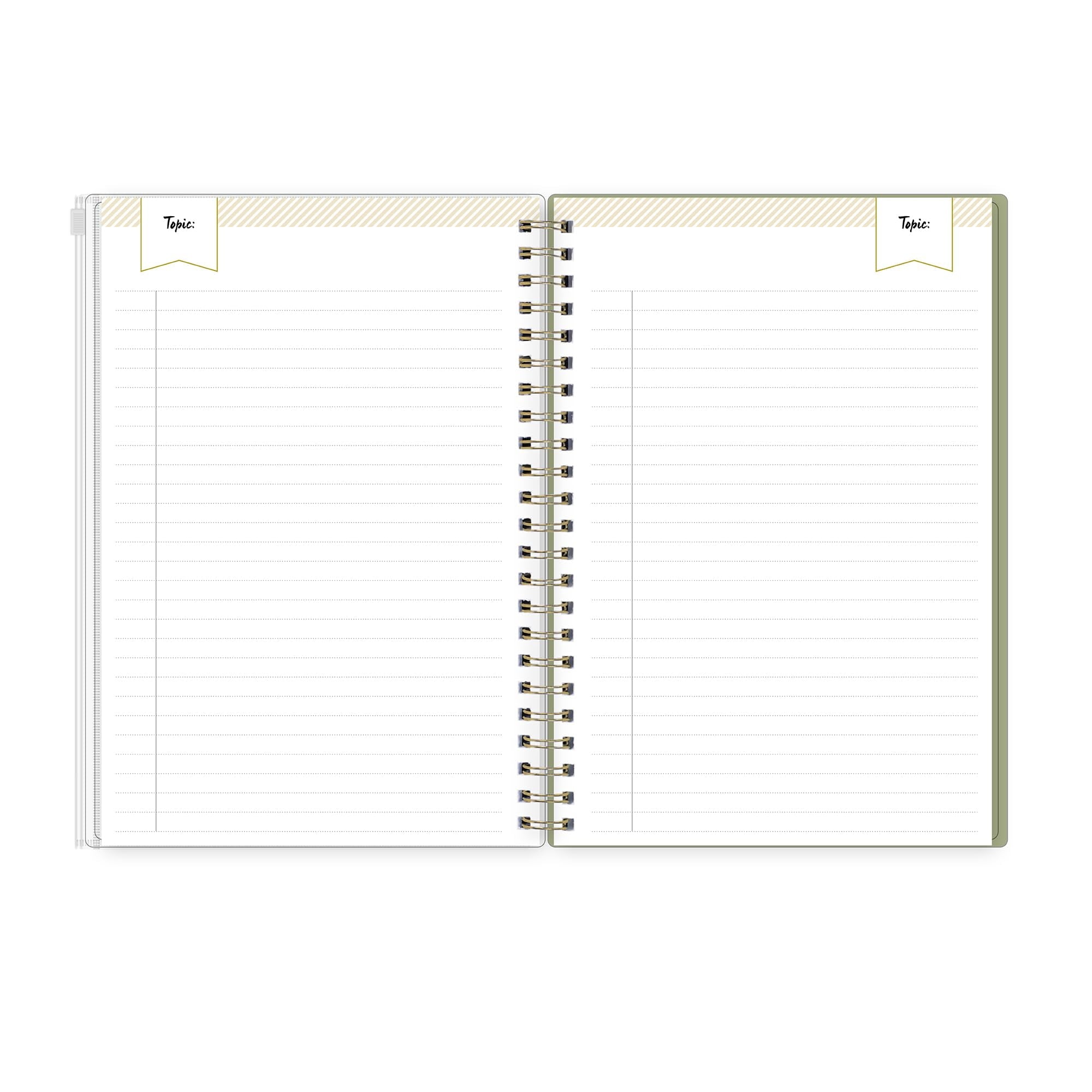 Blue Sky Day Designer Zip Pocket Cover Notebook, 5.75" x 8.5" Undated Journal, 160 Lined & Perforated Pages, Index Pages, Gold Durable Twin Wire Binding, For Office & School, Butterfly Garden Cream