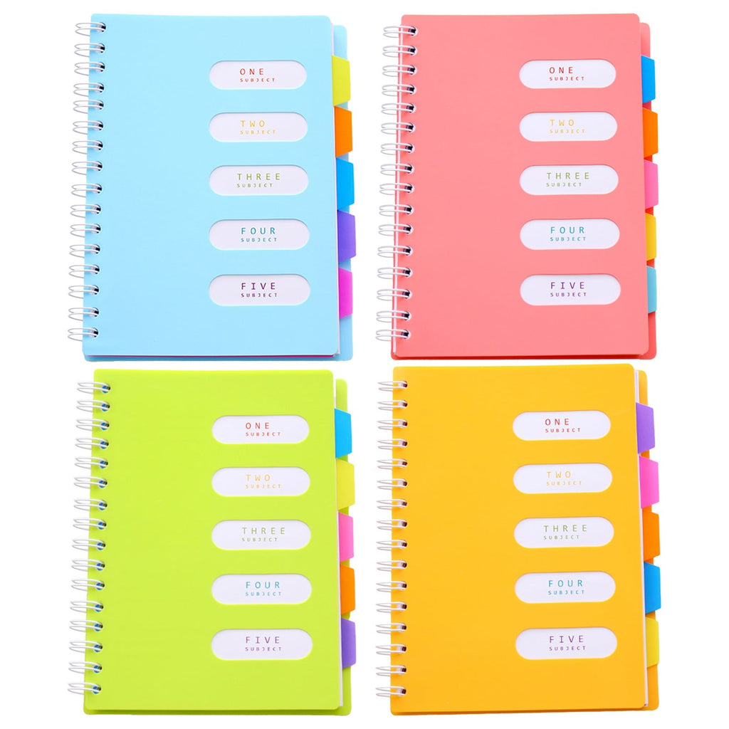 5 Subject Spiral Notebook with Divider Tabs, A5 Wide Ruled 6.7" × 8.4" Hardcover Tabbed Notebook Journal, 240 Pages