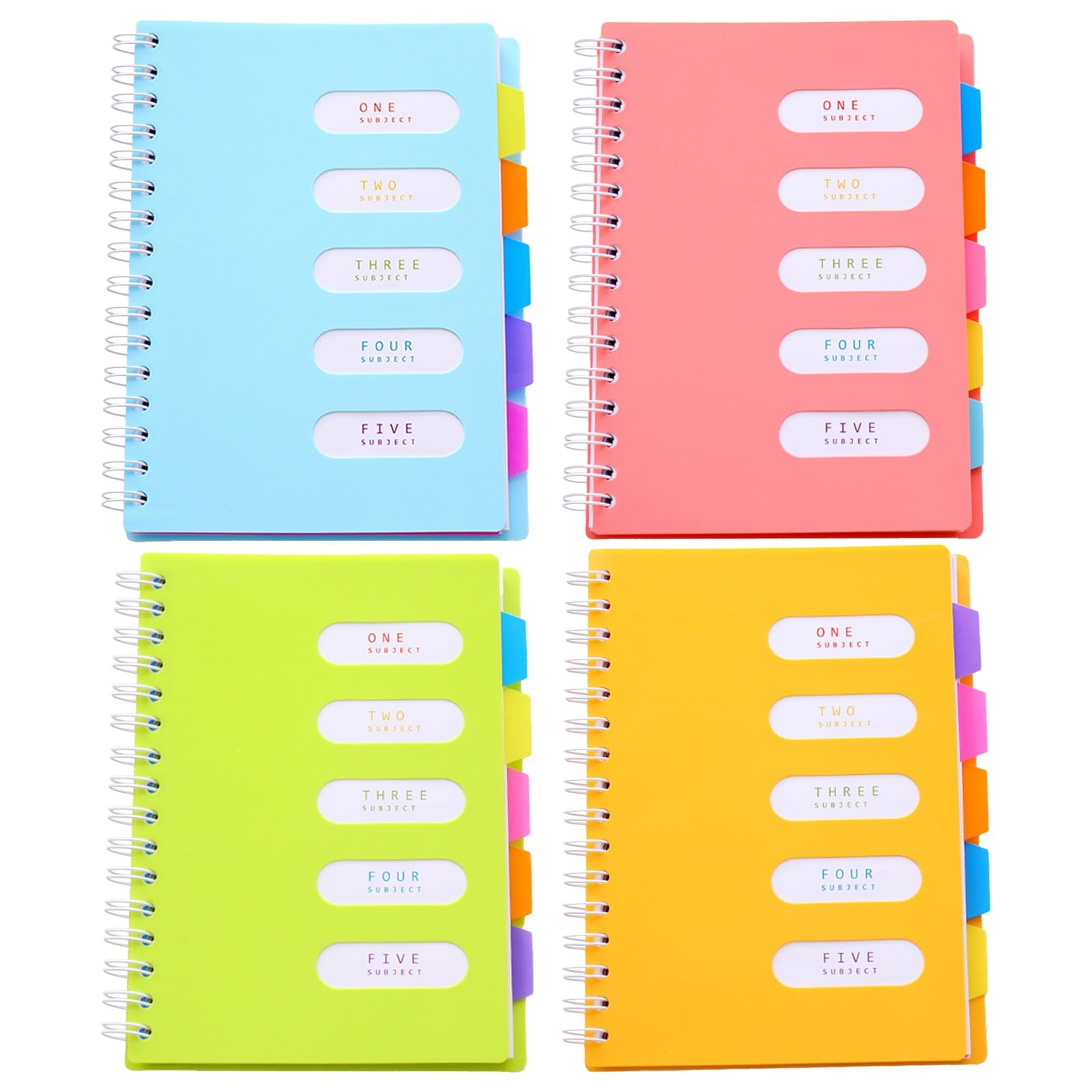 5 Subject Spiral Notebook with Divider Tabs, A5 Wide Ruled 6.7" × 8.4" Hardcover Tabbed Notebook Journal, 240 Pages