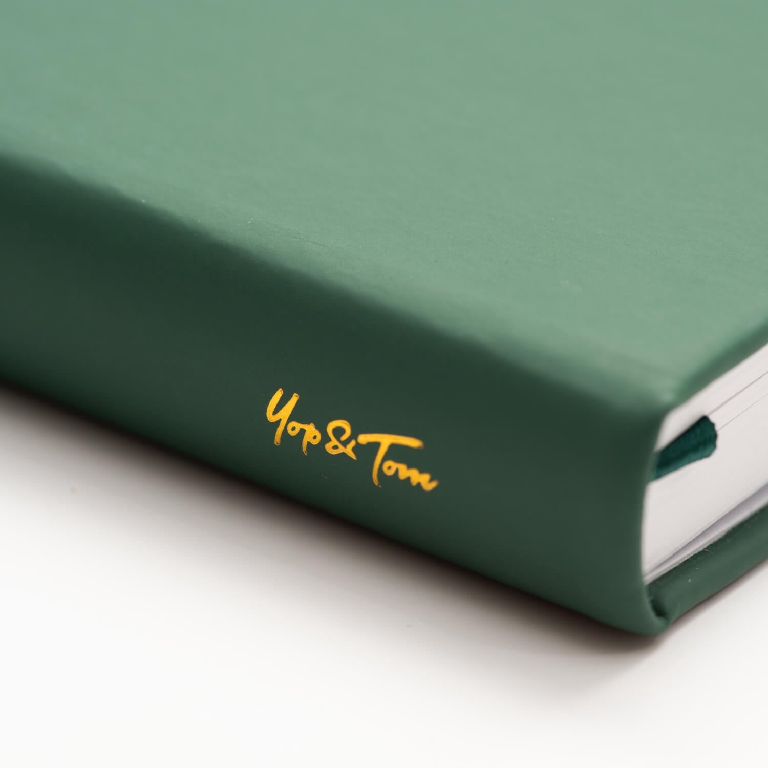 Yop & Tom - Hardback Lined Notebook Vegan Leather Hardcover A5 180 pages - Forest Green Moon and Stars