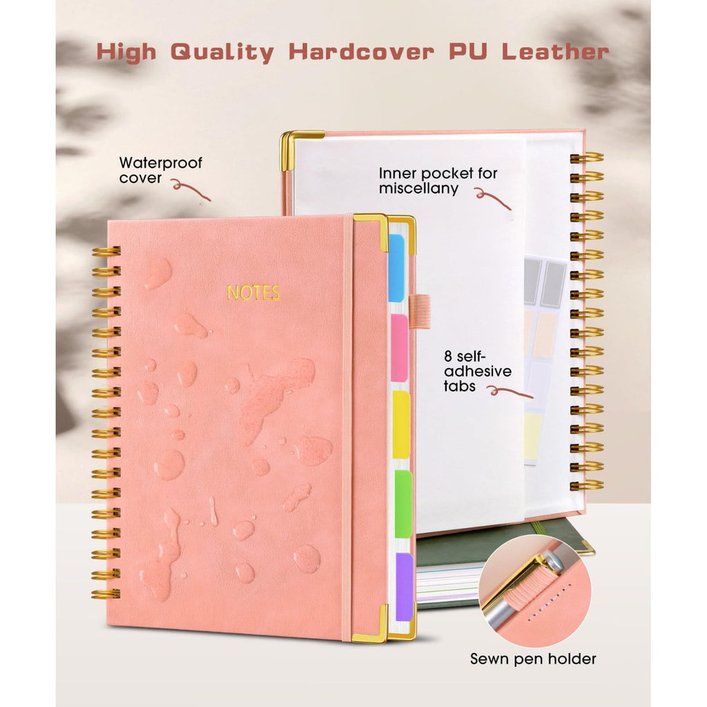 Ecohintz 5-Subject Leather Notebook - Removable Dividers, College Ruled, 300 Pages A5 - Luxe, Organized, All-In-One for College, Work & Project Management, Removable Dividers Notebook