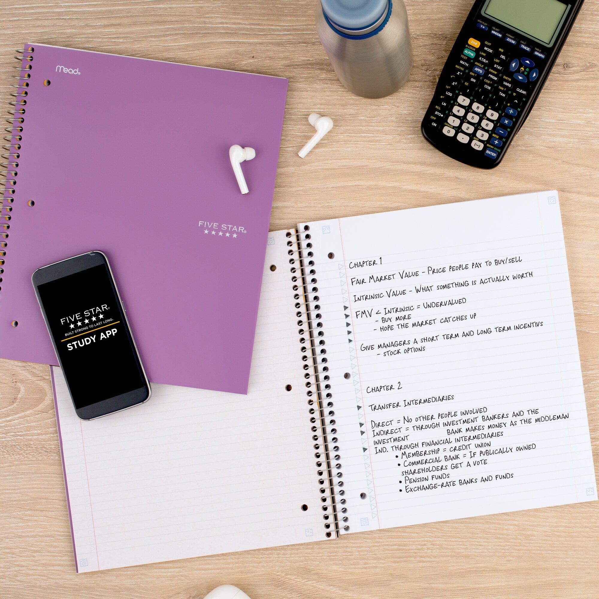 Five Star Spiral Notebook + Study App, 3 Subject, College Ruled, 8.5" x 11"