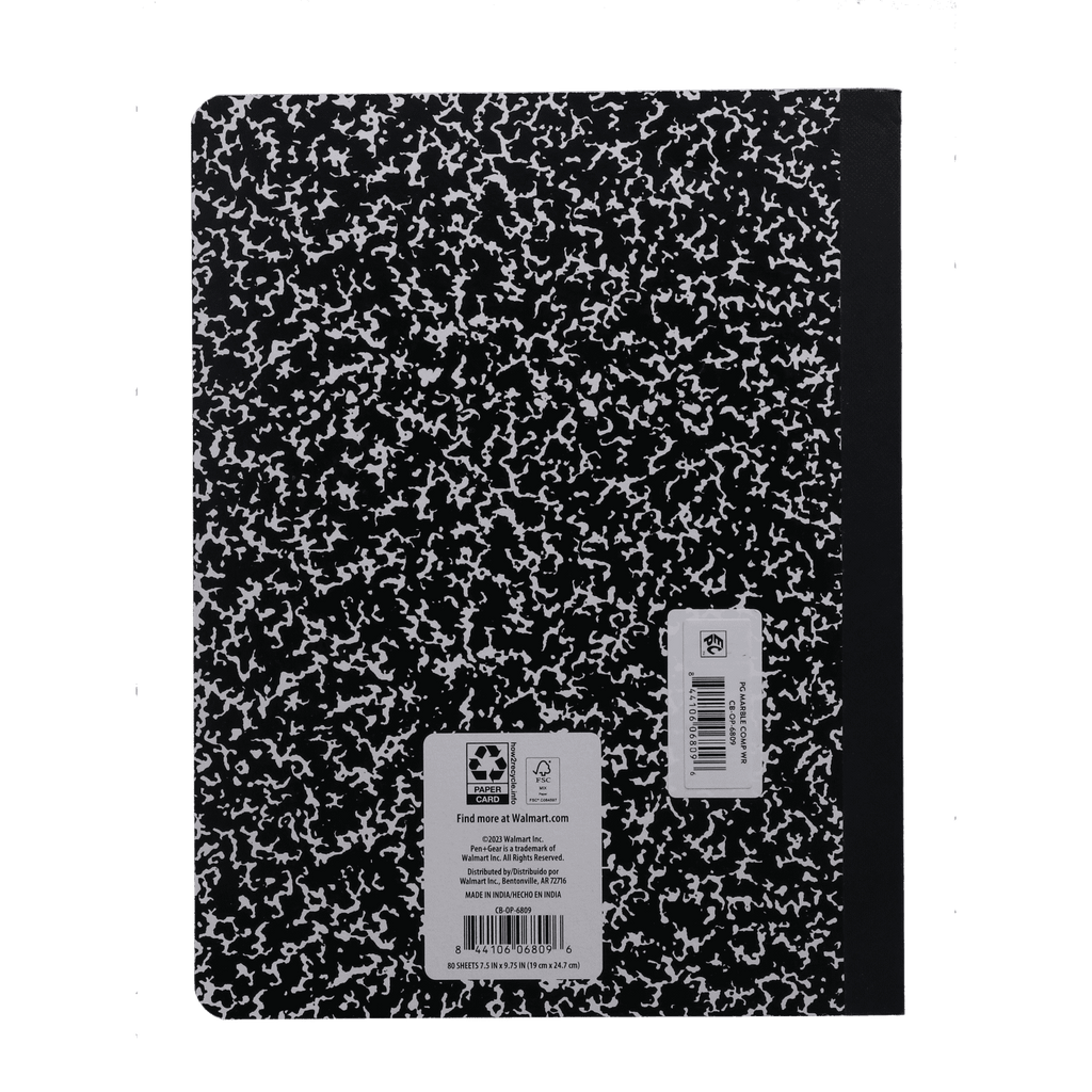 Pen+Gear Composition Book, Wide Ruled, 7.5"x 9.75", Marble Design, Paper Cover, 80 Sheets