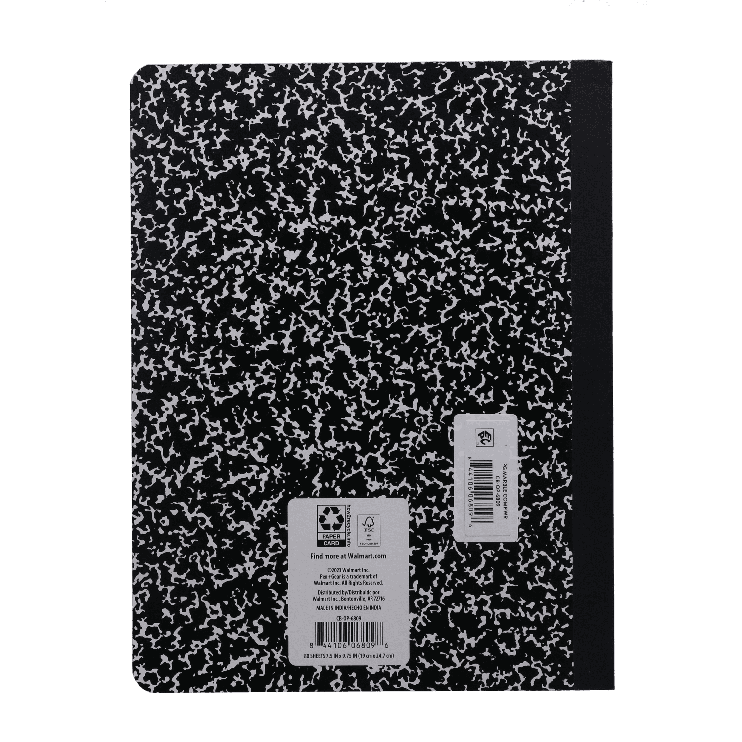 Pen+Gear Composition Book, Wide Ruled, 7.5"x 9.75", Marble Design, Paper Cover, 80 Sheets