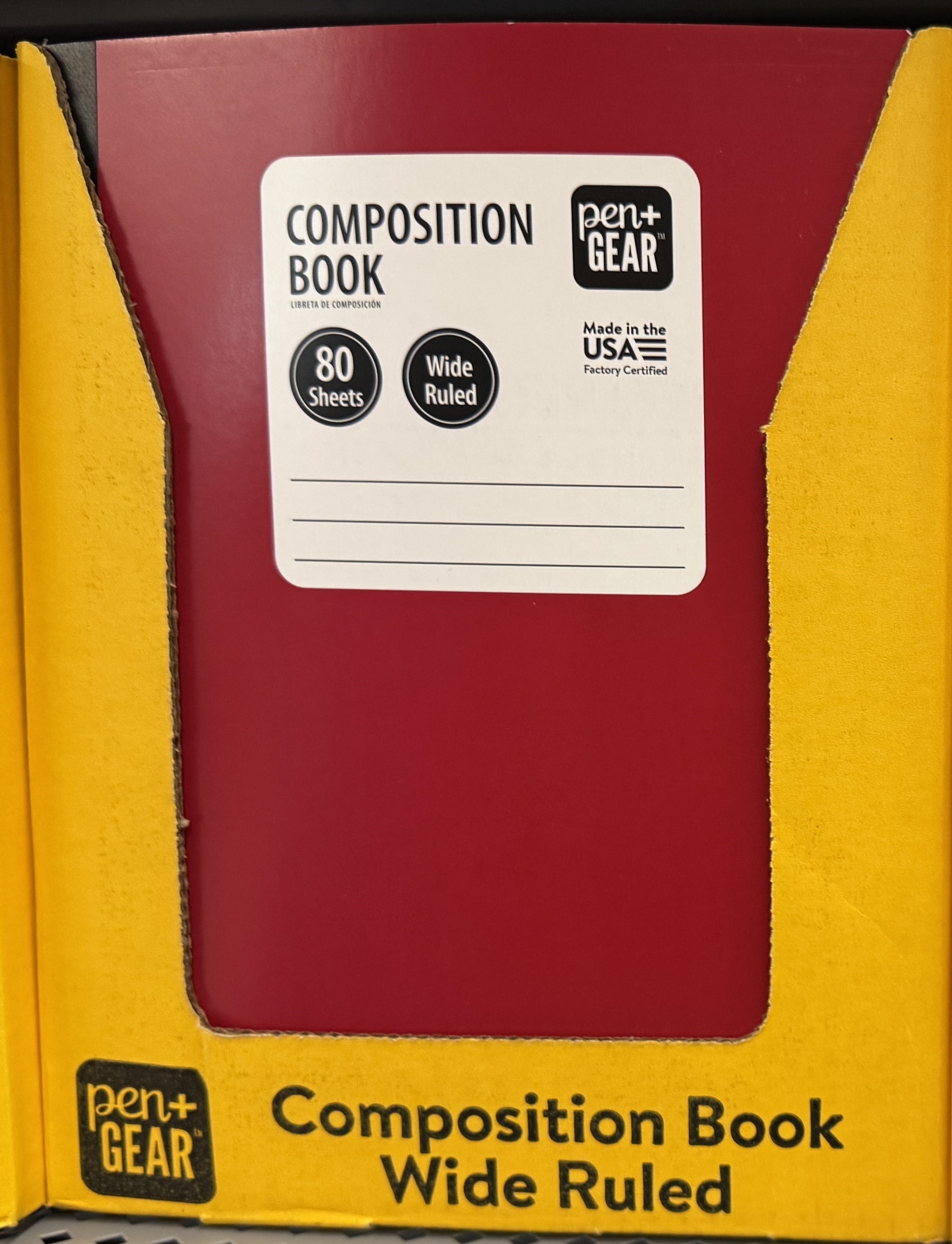 Pen+Gear Wide Ruled Composition Notebooks, 9.75 Inch x 7.5 Inch, Red, 80 Sheets