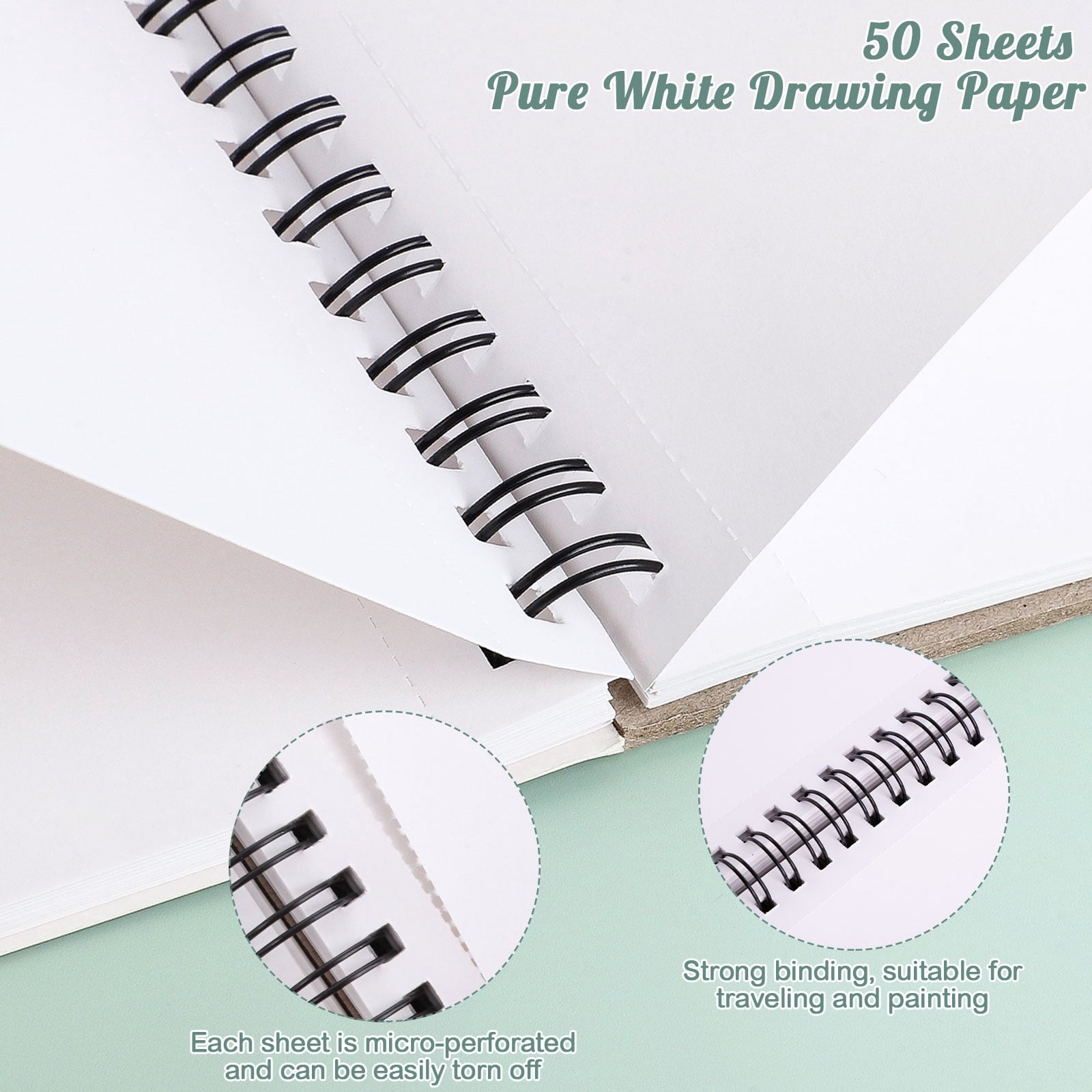 2 Pack Marker Paper Pad, 7.6×7.6 Inch Bleedproof Art Sketch Pad, 73lb/120gsm Drawing Paper Spiral Sketch Book