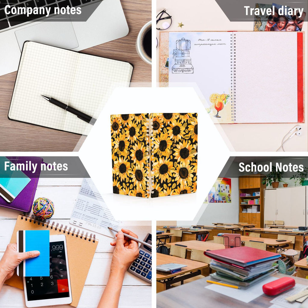 Sunflowers Spiral Journal Notebook College Ruled Notebook 8.3" x 5.7" A5 Lined Thick Paper Page