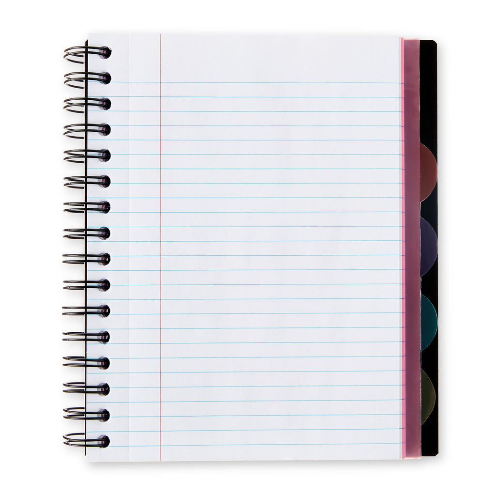 Pen+Gear College Ruled 5-Subject Poly Notebook, 6" x 8.26", Black, 150 Sheets